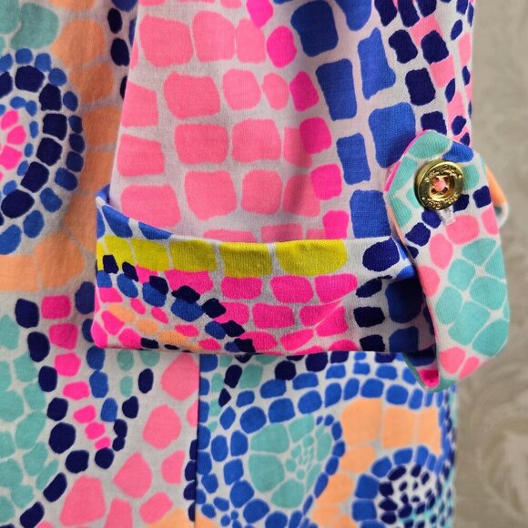 Lilly Pulitzer Size Med Multicolor Dot A-Line Casual Dress Fish Seashell Pattern - Picture 6 of 12